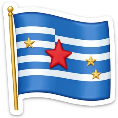 “Flag with royal blue center (#003A8C), light blue side panels (#6EC1E4), separated by white vertical stripes. Center contains a ring of 13 gold stars (#D4AF37) surrounding 4 larger red stars (#D32F2F) with white borders.” sticker
