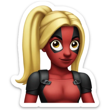 lady deadpool with a high yellow pony tail sticker