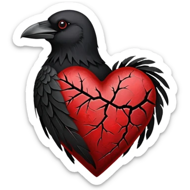 gothic heart with a crow feather sticker