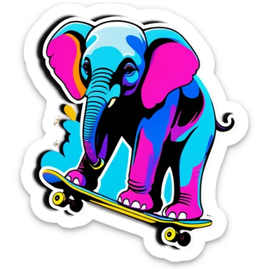 Realist Elephant skateboarding with y2k drip and shades  sticker