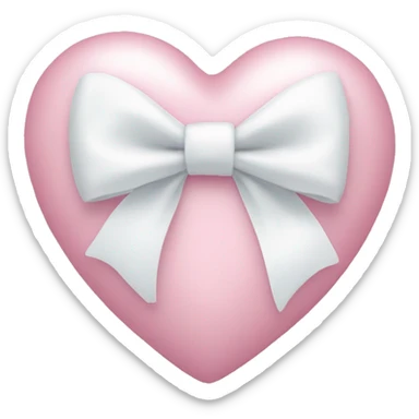 Pastel pink heart with white bow sticker