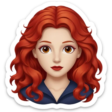 Chappell Roan (b.1998) with red long wavy hair, makeup sticker
