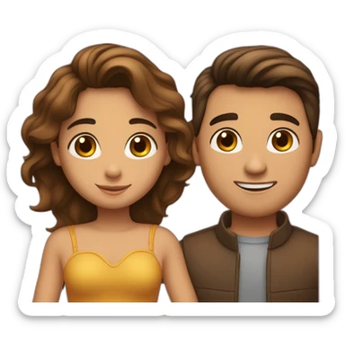 Une fille brune et un garçon brun amoureux sticker
