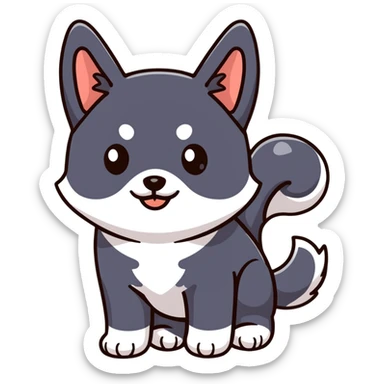 adorable black Shiba Inu puppy with big eyes sticker