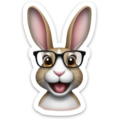rabbit with gap in the middle of their teeth with braces and glasses sticker