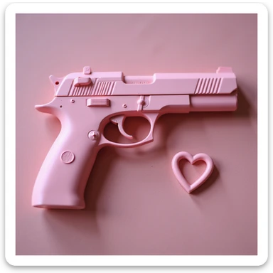 Pink heart pistol sticker
