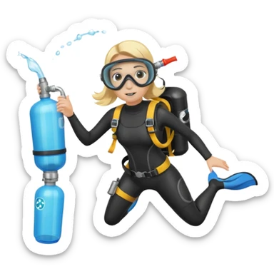 scuba diving girl blonde with oxygen tank sticker