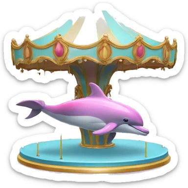 a pink Dolphin on a carousel sticker