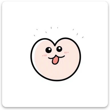 funny children's doodle of a heart with a silly tongue out face, pastel colors sticker