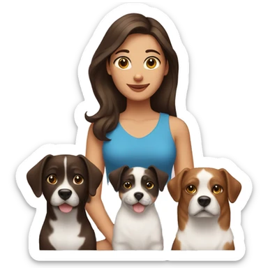 Brunette with 2 dogs, 1 cat sticker