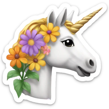 Flowers on a unicorn  sticker