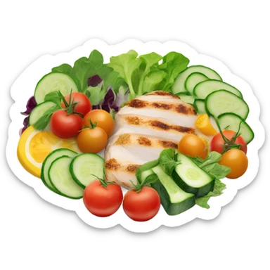 round white plate with healthy food sticker