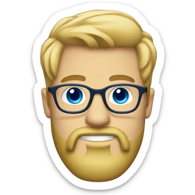 hipster man with a scruffy long goatee and glasses, blue eyes, short blonde hair sticker