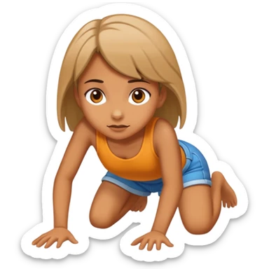 Girl crawling on the ground sticker
