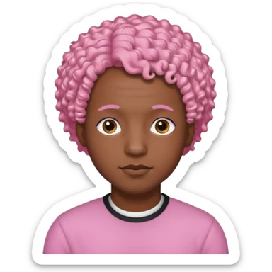 black man w,th pink short curly hair sticker