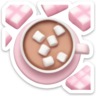 Light Pink mug of hot chocolate with marshmallows  sticker