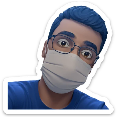 male portrait with mask indoors sticker