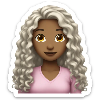 Girl with light skin and long curly black hair sticker