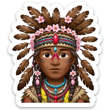 tribal shaman with cherry blossom sticker