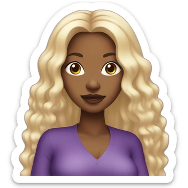 black woman in purple fashion y2K with long hair sticker
