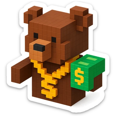 Russian grizzly bear with a rapper chain and money sticker