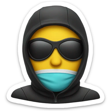 emoji wearing ski mask sticker