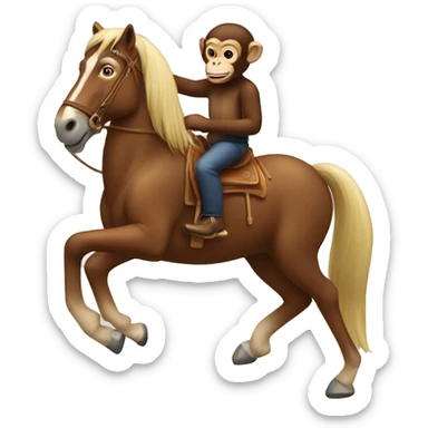 Monkey riding on a horse  sticker