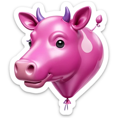   jeff koons style vinyl balloon pink cow sculpture  sticker