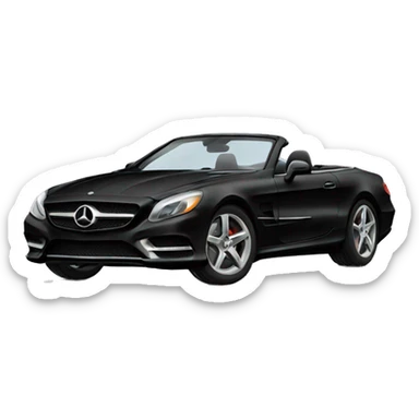 Convertible black Mercedes with female river sticker