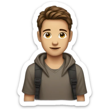 Boy brown hair sticker