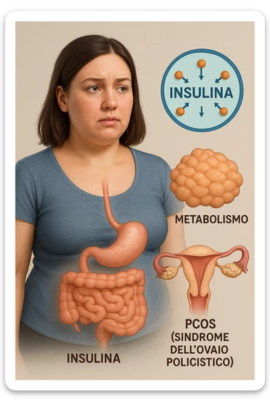 Donna con insulina fuori controllo  in 3D immagine medica donna pcos in italiano basta anche solo un riferimento all'insulina sticker