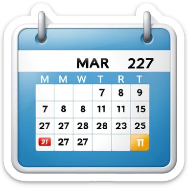 big calendar with the leters 27 MAR sticker