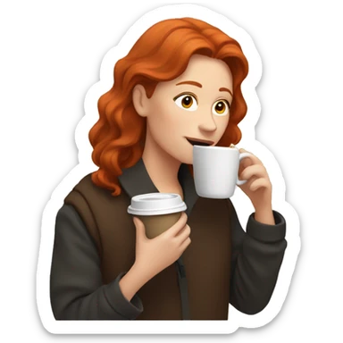Redhead sipping coffee sticker