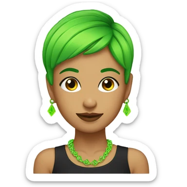Mexican girl with a neon green pixie cut sticker