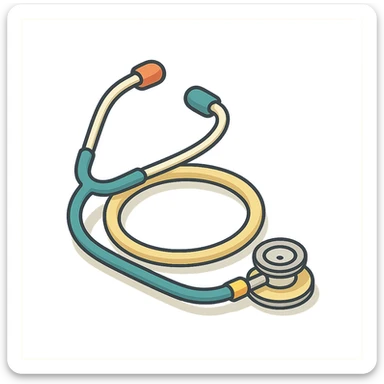 stethoscope coiled in a ring, isometric view, 2D isometric style, detailed drawing, detailed shadows and highlights, clean contours, soft lighting, transparent background sticker