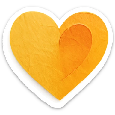 heart shape, paper craft style, yellow and orange tones sticker