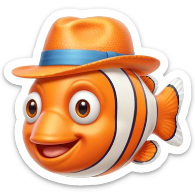 Clownfish with a fedora, smiling sticker