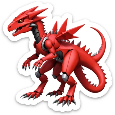 Cool Edgy Black Red Digimon-Fakemon-Guilmon-Velociraptor-Dragon-Mecha full body sticker