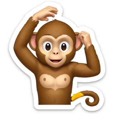 playful monkey scratching armpit sticker