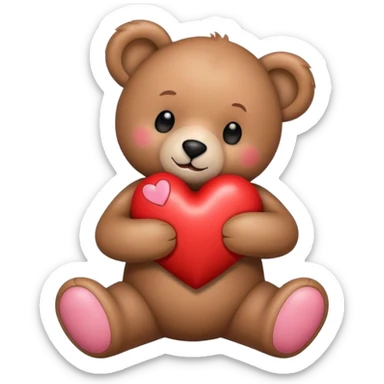 Teddy bear hugging heart sticker