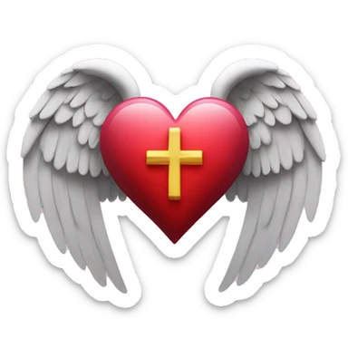 heart with cross in the middle and angel wings behind it sticker