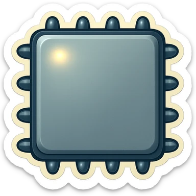 Make all spikes on the side edges of the metal slab short, sharp, and the same length. Each spike should point directly up, down, left, or right (perpendicular to the edge it is on). Keep the head-on view, retro sticker style, and transparent background. sticker