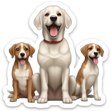 drake with 5 dogs surronding him the dogs have red eyes. one is barking sticker