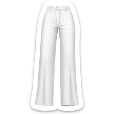 Realistic isolated pair of high waist long wide leg dressy casual pants in white sticker