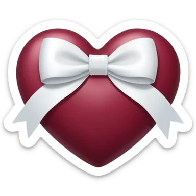 burgundy  heart white bow sticker