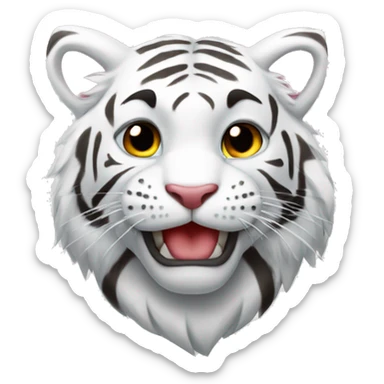 White tiger with heart sticker