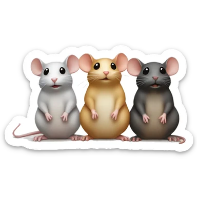 Three differently colored rats are sitting around and whispering sticker