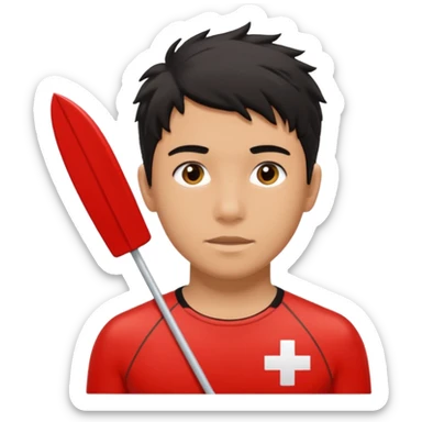 Lifeguard Teenager with Black messy hair saving lives sticker