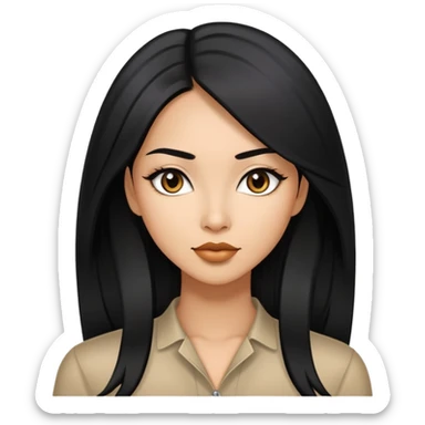 Stylish confident woman with Asian and Latina features, long straight black hair sticker