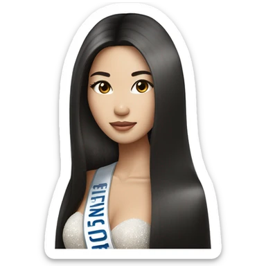 Miss universe Asian with long straight hair sticker